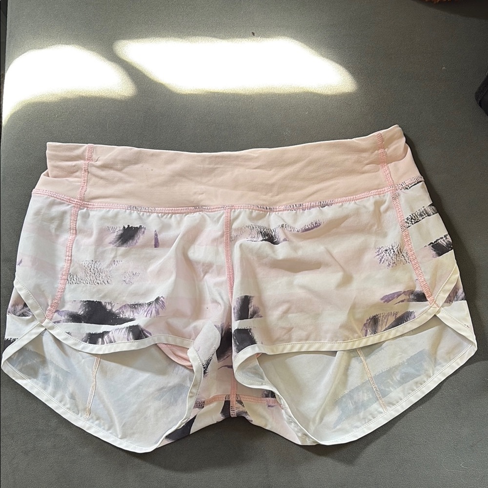 Pink and White Lululemon Women’s Shorts